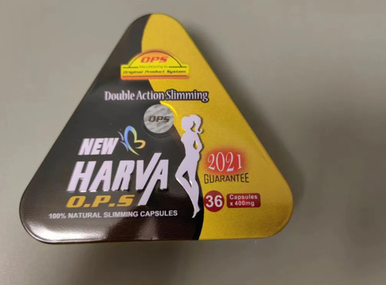 Gold Round Harva Weight Loss Capsule Herbal Extracts Logo Custom